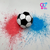 A football on top of pink and blue powder